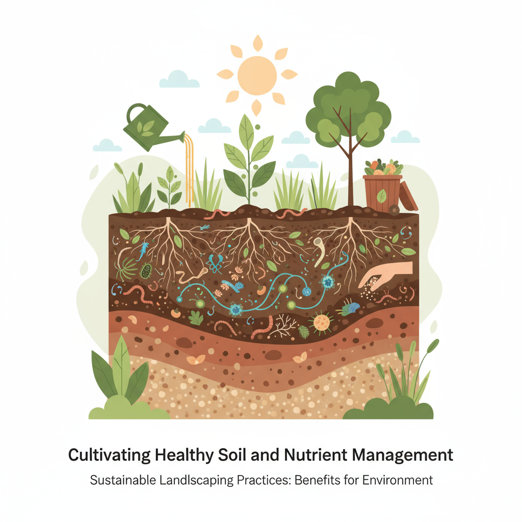 Healthy soil & nutrient management. Sustainable landscaping practices for vibrant gardens.