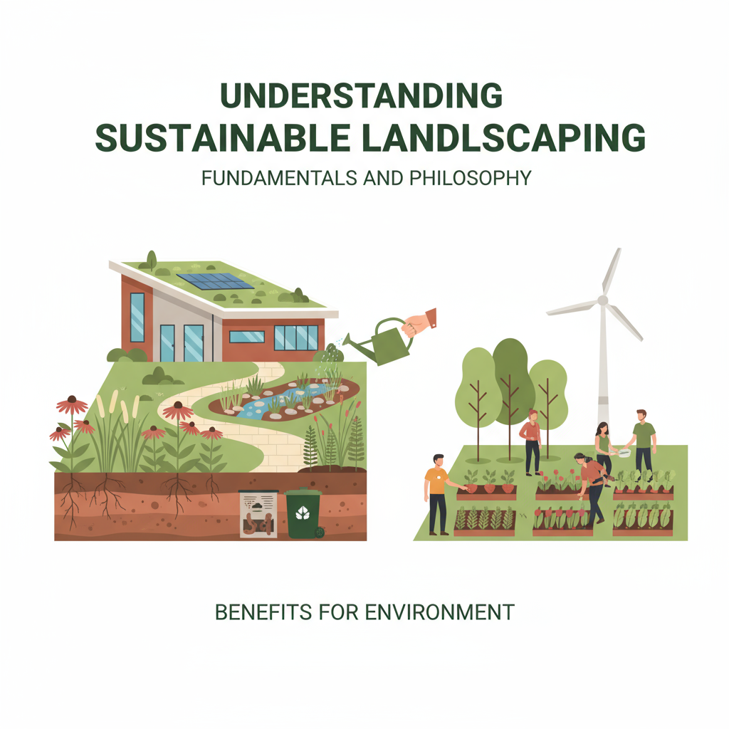 Sustainable landscaping practices: Vibrant, healthy garden illustrating eco-friendly design & conservation principles.